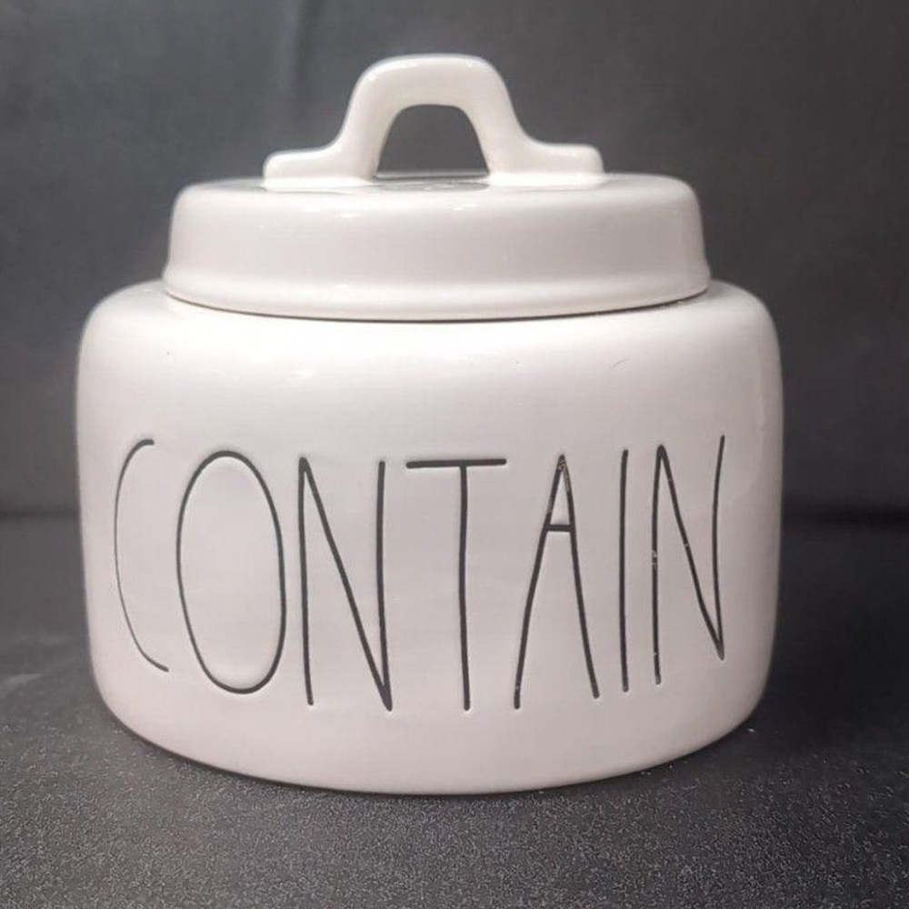 Rae Dunn CONTAIN Ceramic Storage Canister Kitchen Storage Ceramic Jar RARE HTF